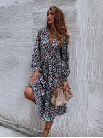 All Over Floral Print Smock Dress Without Belt