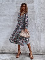 All Over Floral Print Smock Dress Without Belt