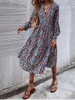 All Over Floral Print Smock Dress Without Belt