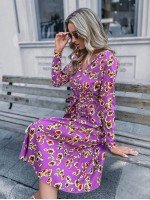 V-neck Floral Print Self Tie Dress