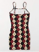 Argyle Pattern Bodycon Dress