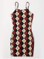 Argyle Pattern Bodycon Dress