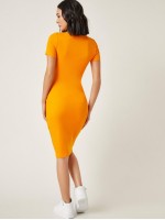 Zipper Half Placket Bodycon Dress