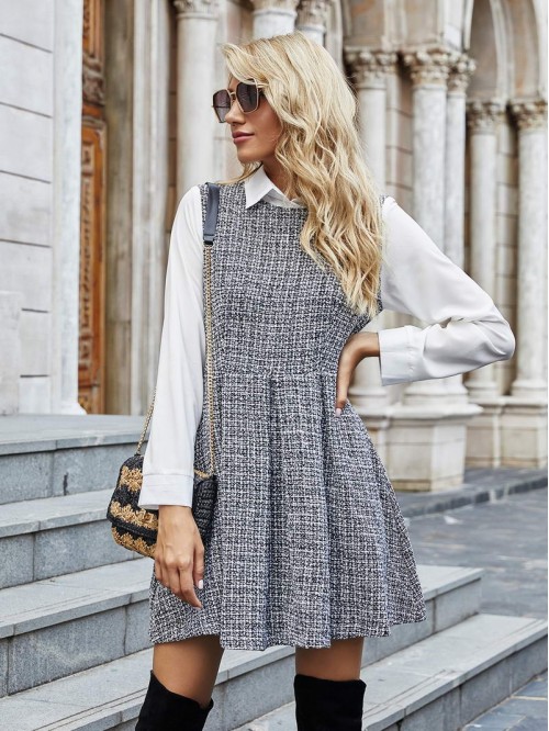 2 In 1 Tweed Dress