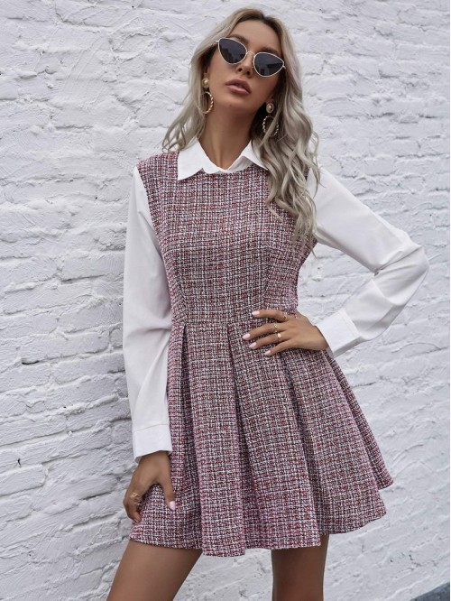 2 In 1 Tweed Dress