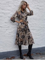 Allover Floral Belted Shirt Dress