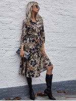 Allover Floral Belted Shirt Dress