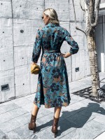 Allover Floral Belted Shirt Dress