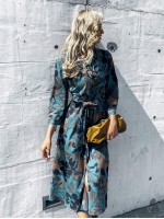 Allover Floral Belted Shirt Dress