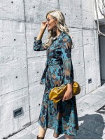 Allover Floral Belted Shirt Dress