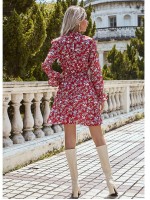 Allover Floral Print Shirred Waist A-line Dress