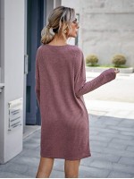 Waffle Knit Drop Shoulder Dress Without Belt