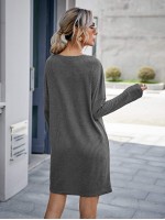 Waffle Knit Drop Shoulder Dress Without Belt