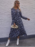 Allover Floral Tie Front Smock Dress