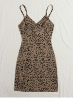 Wrap Detail Leopard Cami Bodycon Dress