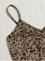 Wrap Detail Leopard Cami Bodycon Dress