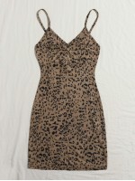 Wrap Detail Leopard Cami Bodycon Dress