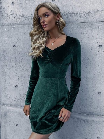 Velvet Sweetheart Neck A-line Dress