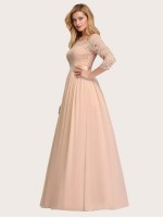 Zip Back Lace Bodice Prom Dress