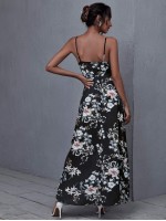 Wrap Belted Floral Print Cami Dress