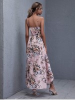 Wrap Belted Floral Print Cami Dress