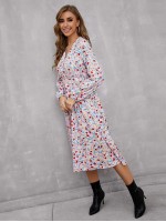 Allover Floral Print V-Neck Dress