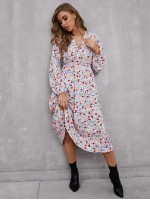 Allover Floral Print V-Neck Dress