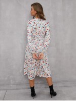 Allover Floral Print V-Neck Dress