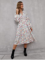 Allover Floral Print V-Neck Dress