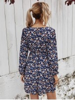 Allover Floral Surplice Front Dress