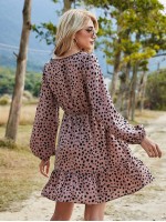 Allover Print Flounce Hem Dress