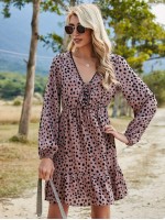 Allover Print Flounce Hem Dress