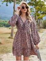 Allover Print Flounce Hem Dress