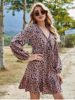 Allover Print Flounce Hem Dress