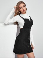 Zip Up Cord Overall Dress