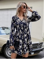 Allover Floral Print Babydoll Dress