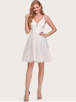 Zip Back Mesh Cami Prom Dress