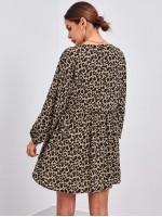 Bishop Sleeve Leopard Dress