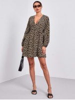 Bishop Sleeve Leopard Dress