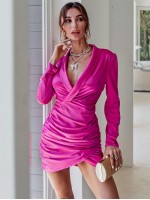 Wrap Ruched Satin Dress