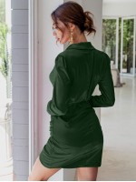 Wrap Ruched Satin Dress