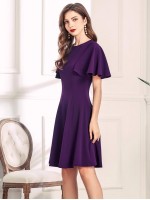 Zip Back Flutter Sleeve Dress