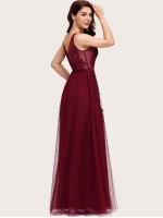 Applique Mesh A-line Prom Dress