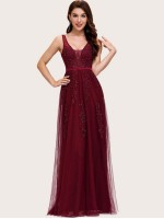 Applique Mesh A-line Prom Dress