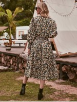 Allover Floral Shirred A-line Dress