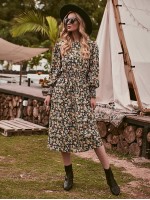 Allover Floral Shirred A-line Dress