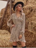 Allover Print Wrap A-line Dress