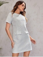 Zip Back Tweed Dress