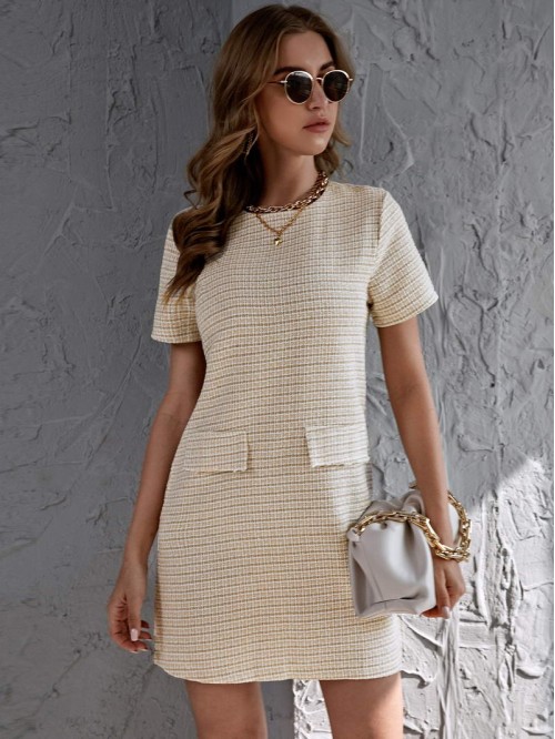 Zip Back Tweed Dress