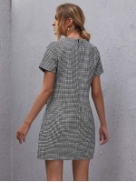 Zip Back Tweed Dress